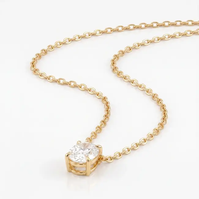 Geelgouden Lab Diamant Collier met Ovale Steen