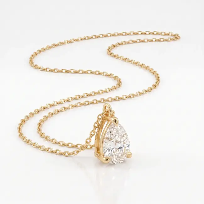 Geelgouden collier met peervormige labdiamant
