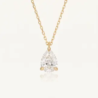 Lab Diamant Collier met Peervormige Steen