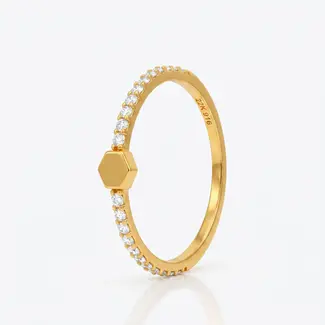 Minimalistische Hexagon Zirkonia Ring