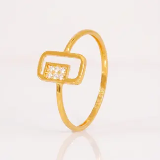 Gouden Ring met Zirkonia Vierkant Design