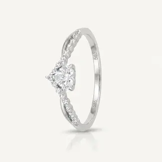 Witgouden Hart Diamanten Ring