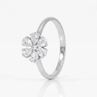 Witgouden Diamanten Bloemring