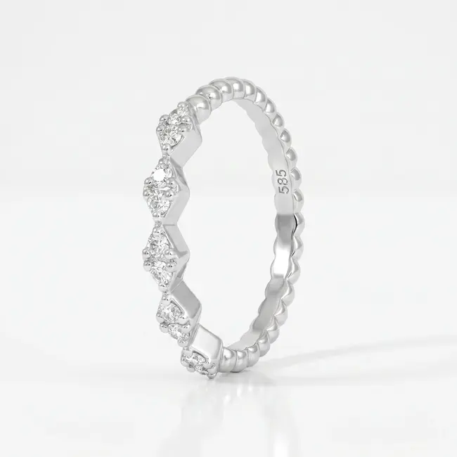 14k witgouden ring, 0,17 ct diamant