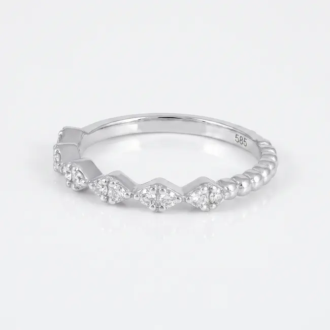 14k witgouden ring, 0,17 ct diamant