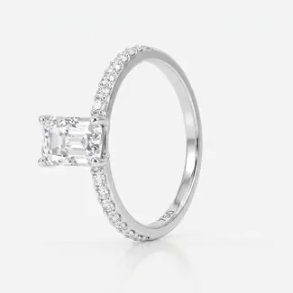 Witgouden Solitair Ring met Rechthoekige Steen