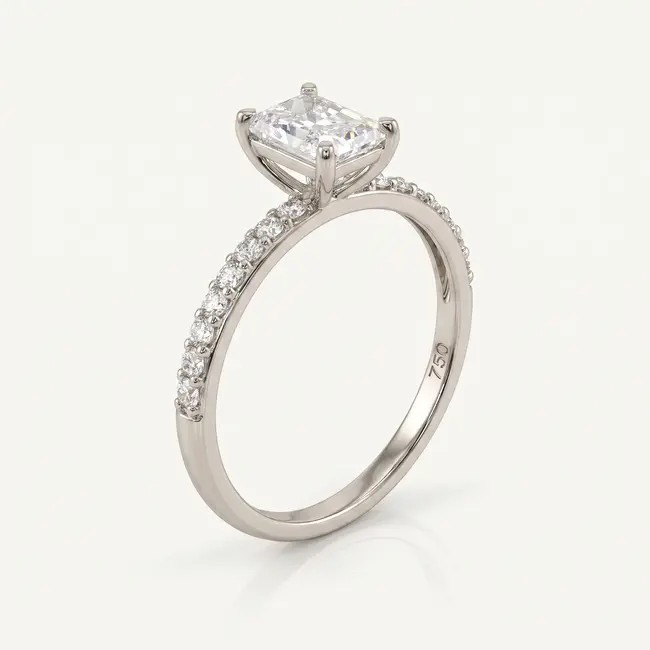 18 Karaat Witgouden Solitair Ring