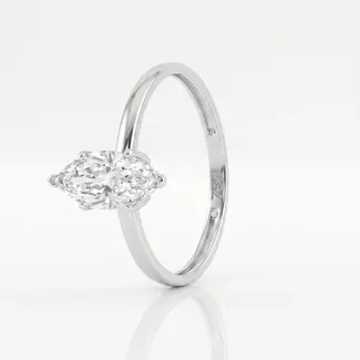 Witgouden Solitair Ring met Markies Steen