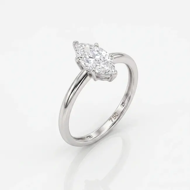 18k witgouden ring met markies zirkonia