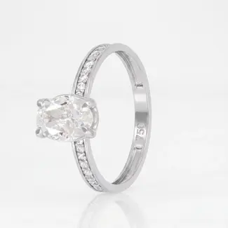 Witgouden Solitair Ring met Ovale Steen
