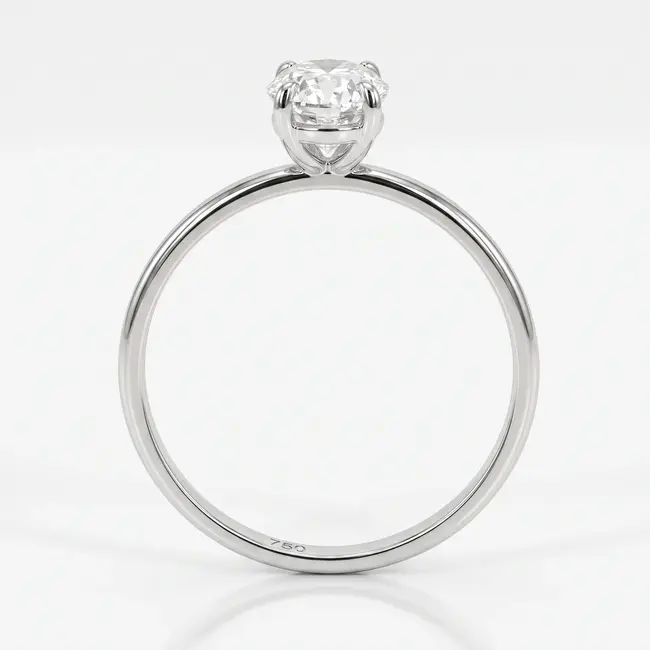 18k witgouden Solitair Ring met Ovale Steen