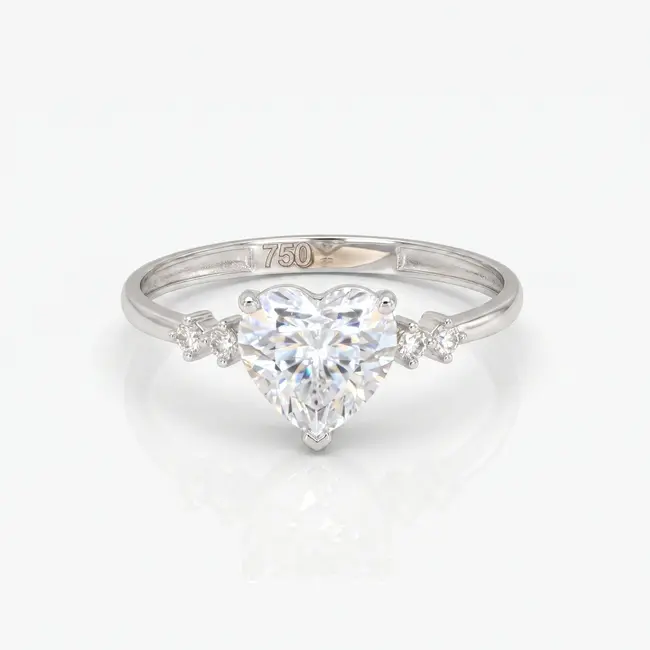 18k witgouden ring met hartvormige zirkonia
