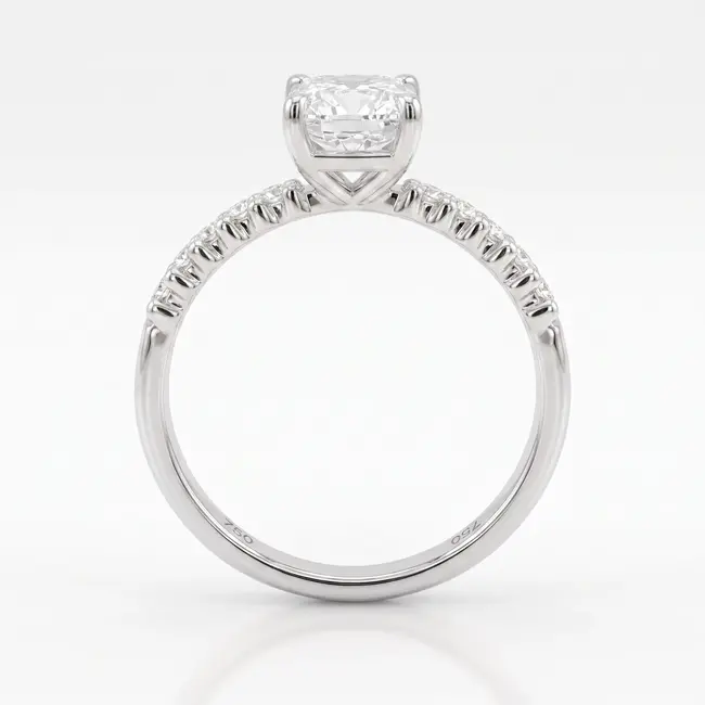 18k witgouden ring, rechthoekige zirkonia