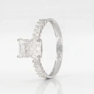 Witgouden Ring met Rechthoekige Zirkonia