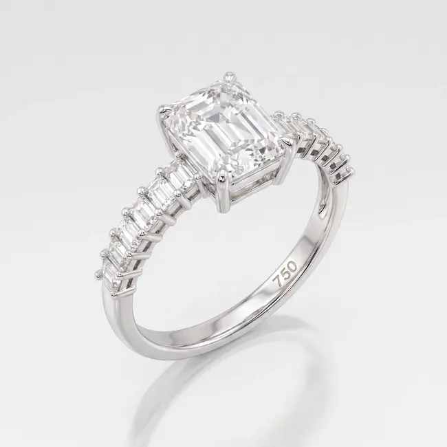18k witgouden ring, rechthoekige zirkonia