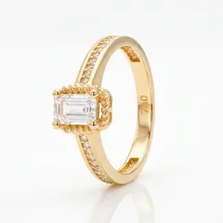 Gouden Ring met Rechthoekige Zirkonia