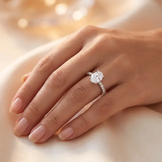18 karaat witgouden ring met ovale zirkonia