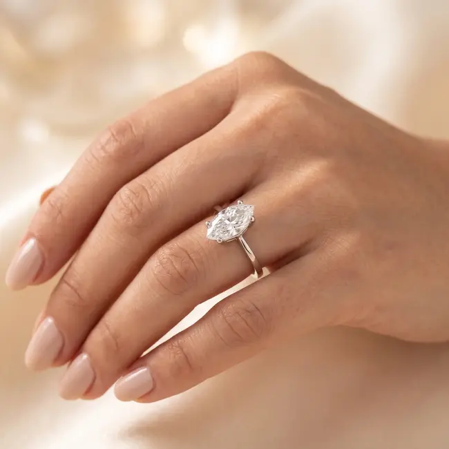 18 Karaat Witgouden Ring met Markies Zirkonia