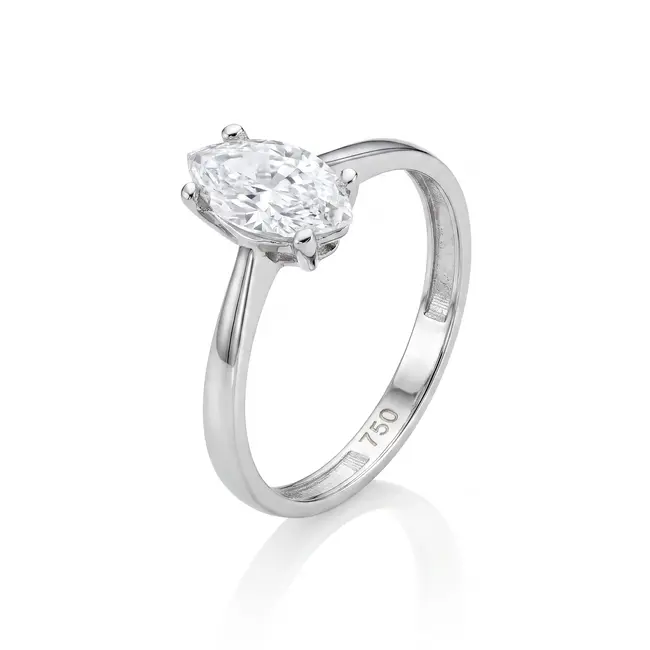 18 Karaat Witgouden Ring met Markies Zirkonia