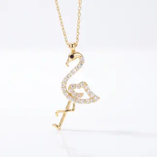 Geelgouden Flamingo Collier met Zirkonia