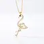 14 Karaat Geelgouden Flamingo Collier met Zirkonia