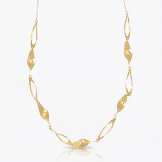 Geelgouden Collier met Opengewerkte Bladschakels
