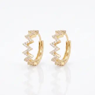 Geelgouden Creolen met Zigzag Zirkonia