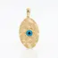 14 Karaat Gouden Ovale Nazar Hanger met Blauwe Oogsteen