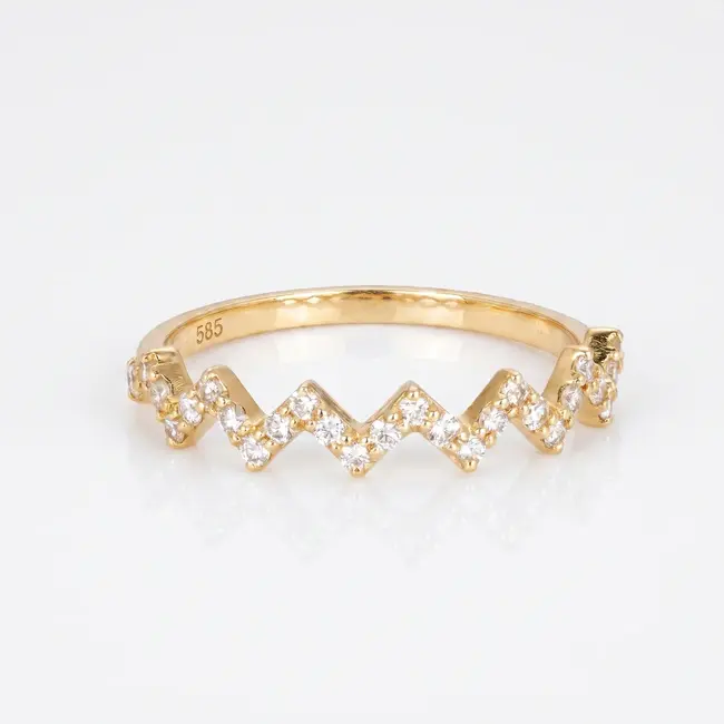 14k gouden chevron ring, 0,27 ct diamant