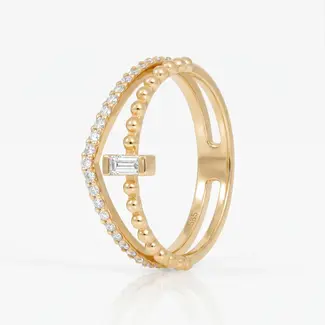 Dubbele V-Ring met Diamanten