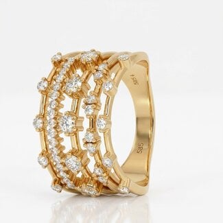 Brede Opengewerkte Ring met Diamanten