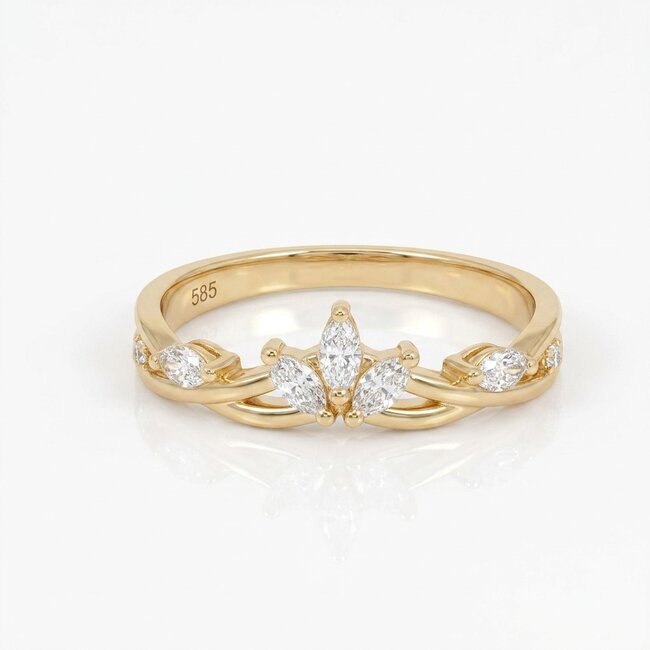 14k gouden bladring, 0,34 ct diamanten