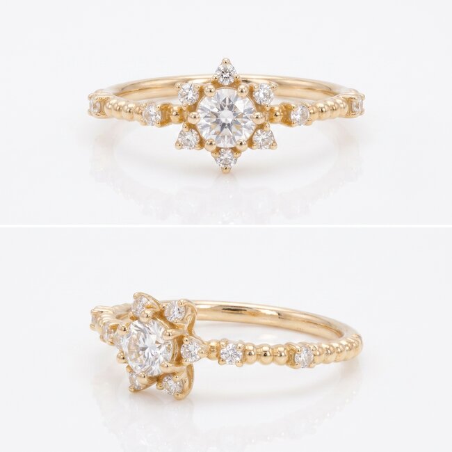 14 Karaat Gouden Diamanten Bloemring