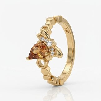 Bij Ring met Saffier en Diamanten