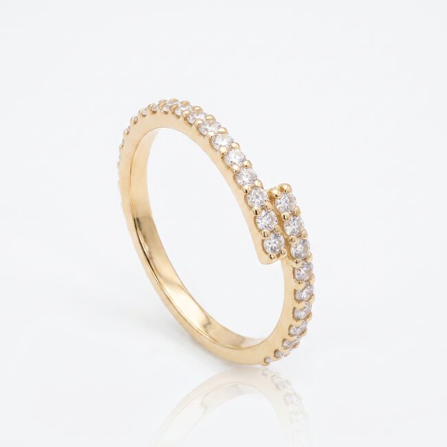 14k gouden open ring, 0,27 ct diamanten