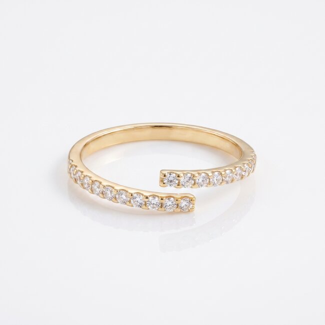 14k gouden open ring, 0,27 ct diamanten