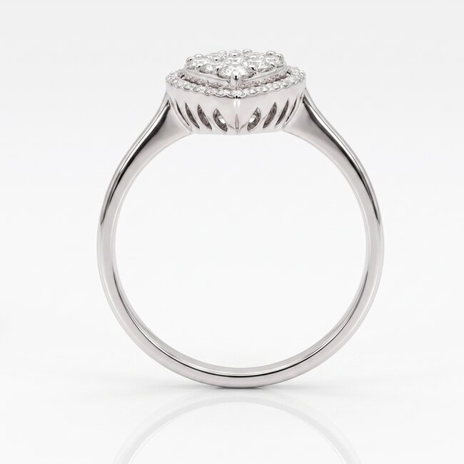 14k witgouden druppelring, 0,49 ct diamant