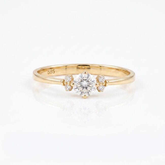 Gouden Solitaire Diamanten Ring met 0,45 ct Natuurlijke Diamanten