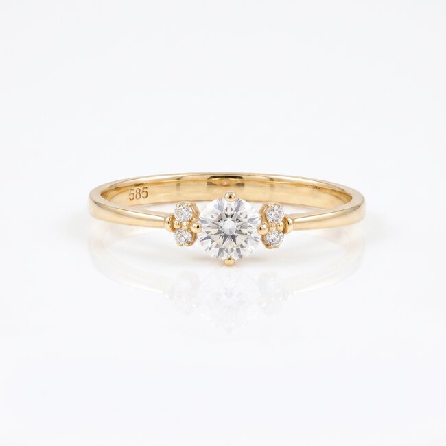 Gouden solitaire ring, 0,45 ct diamanten