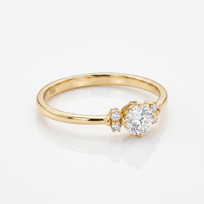 Gouden Solitaire Diamanten Ring met 0,45 ct Natuurlijke Diamanten