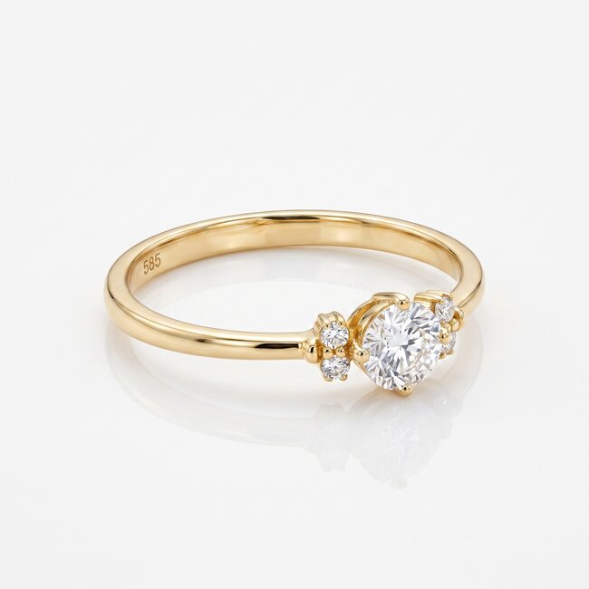 Gouden solitaire ring, 0,45 ct diamanten