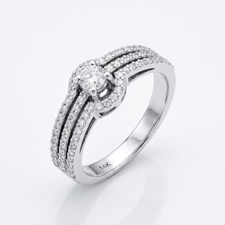 Brede Halo Ring met Diamanten