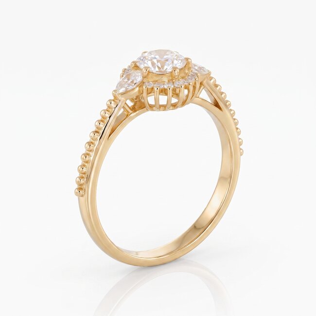 14k gouden halo ring, 0,83 ct diamanten