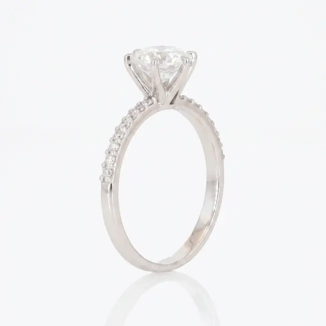 14k witgouden ring, 0,98 ct labdiamant E/VS1