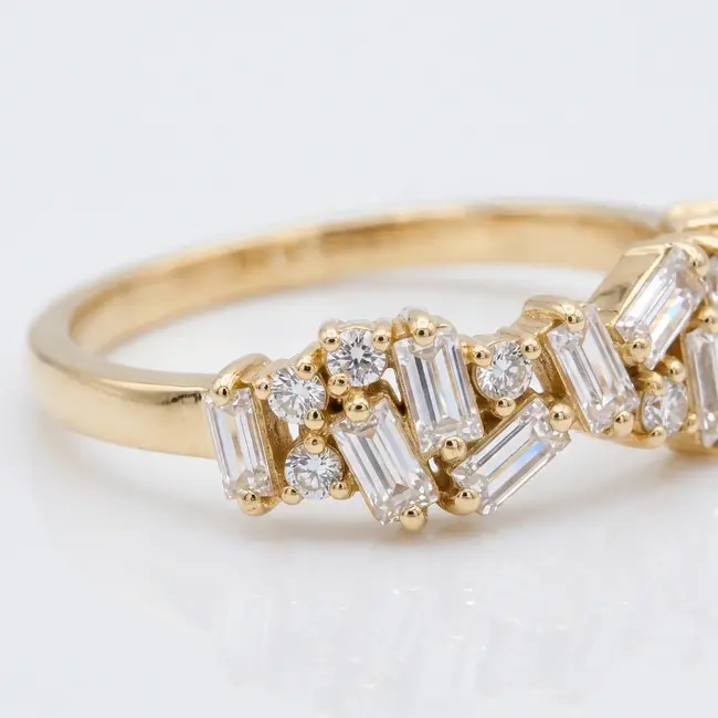 14 Karaat Geelgouden Ring met 1.01 Ct en 0.10 Ct