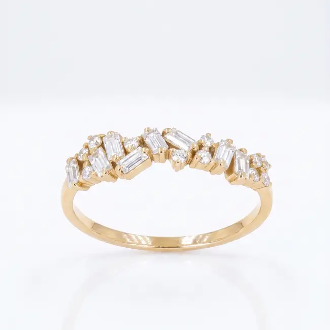 14 Karaat Geelgouden Ring met 1.01 Ct en 0.10 Ct