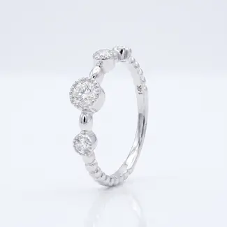 Witgouden Diamanten Ring met Drie Stenen