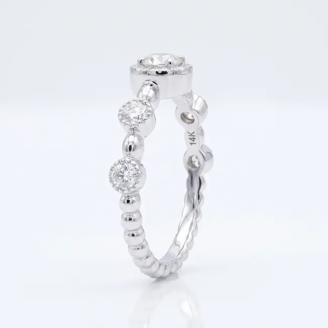 14k witgouden ring, 0,26 en 0,23 ct diamant