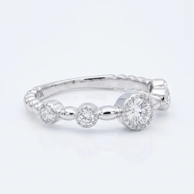 14k witgouden ring, 0,26 en 0,23 ct diamant