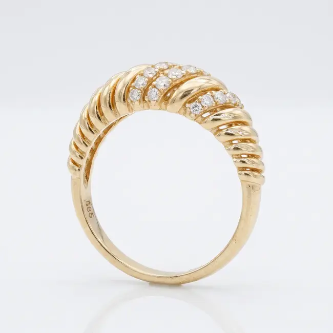 14k Geelgouden Gedraaide Ring met 0,22 ct